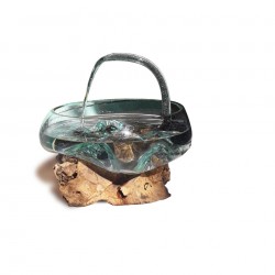 Wood and glass fountain