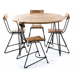 Round Teak & Metal Table